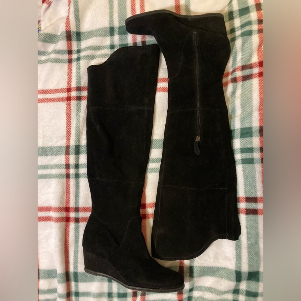 Franco Sarto Black Suede Knee-High Boots